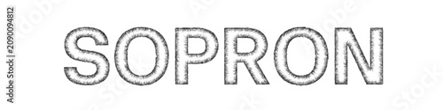 Vászonkép Sketch monochrome Sopron text design element
