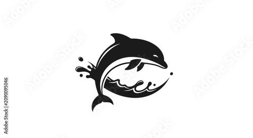 Konstfotografi Jumping dolphin silhouette over ocean waves.