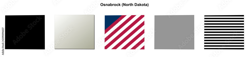 Fototapeta premium Osnabrock (North Dakota) blank outline map set