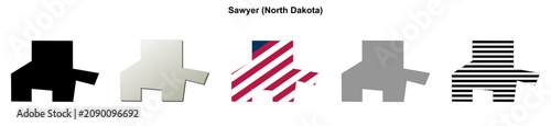 Fotografía Sawyer (North Dakota) blank outline map set