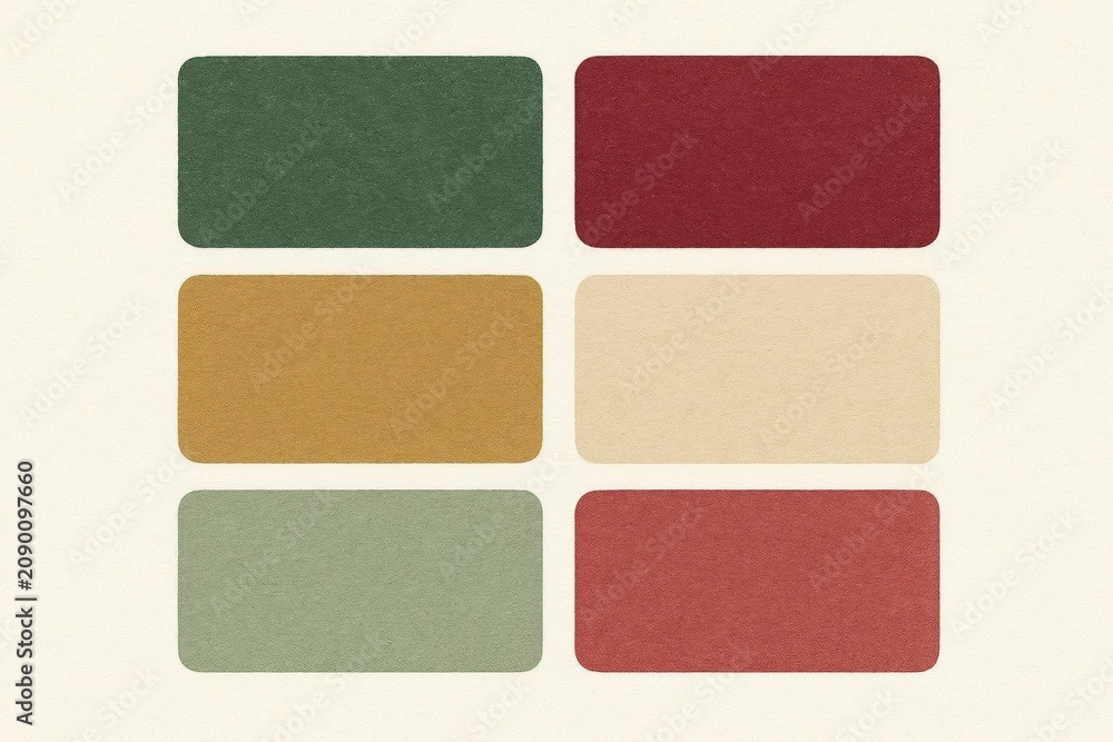 Fototapeta premium Retro Christmas color samples ideal for printable crafts and cozy winter design work.
