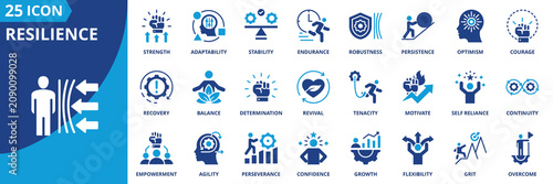 Cuadro en lienzo resilience icon set collection in flat style