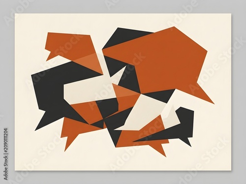 Abstract Geometric Speech Bubble Collage with Warm Tones