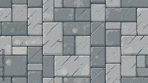 Konstfotografi Seamless Gray Concrete Paving Stone Texture with Random Ashlar Pattern for Outdo