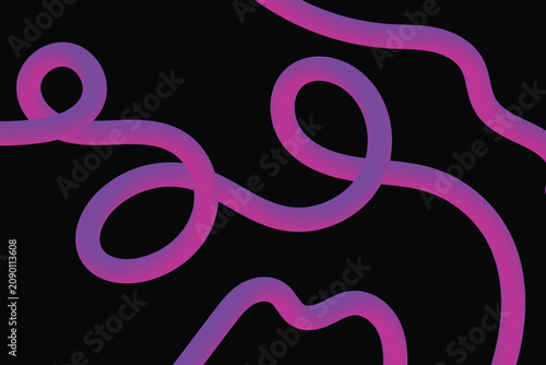 Abstract 3D Liquid Purple and Pink Wavy Lines on Black Background