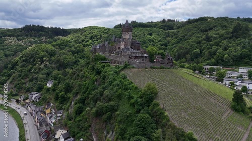 Aerial View of Reichsburg Cochem Castle Germany