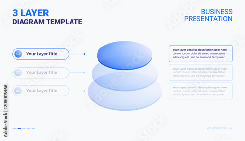 Fotografi 3 layer diagram template with space for your text - translucent glass morphism l