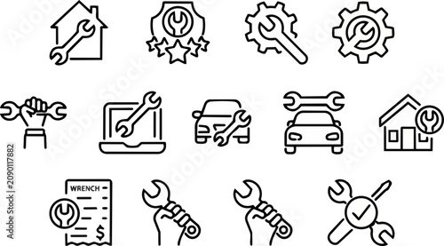 Home repair renovation and maintenance line icon collection