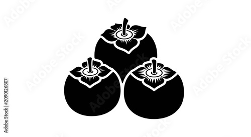 Vector illustration of three persimmons icon, vector illustration of fresh orange fruit on a transparent background