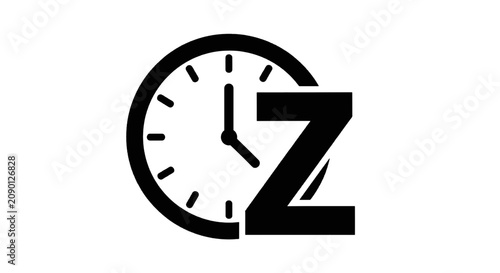 Vector illustration of clock icon with letter z, sleep or snooze time concept on a transparent background