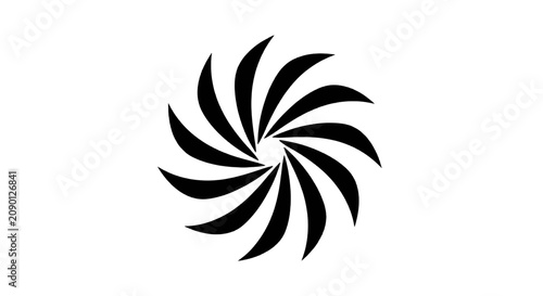 Vector illustration of abstract circular spiral shape with curved blades on a transparent background