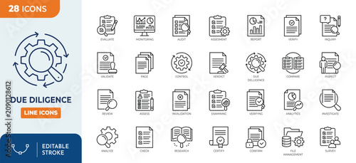 Fotografía due diligence icon set