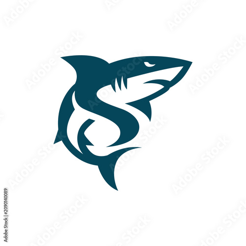 Φωτογραφία Aggressive Shark Letter S Mascot Logo Vector Template for Esports