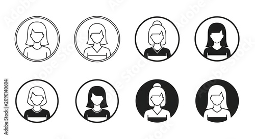 Diverse Female Avatars Portraits in Circular Frames