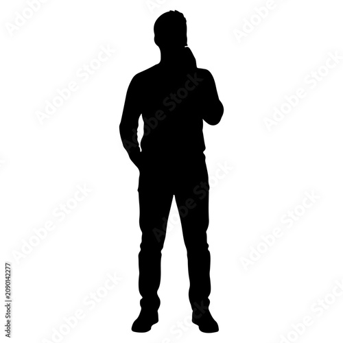Silhouette of a Man in Thoughtful Pose.