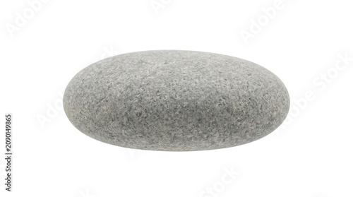 Smooth gray pebble isolated on white background.