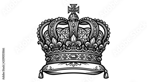 Foto Ornate Royal Crown Illustration, Regal Symbol, Monarchy Emblem, Vintage Design