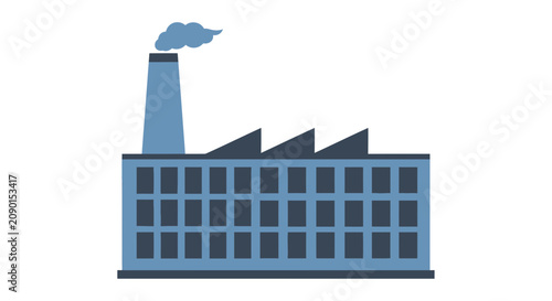 Foto Industrial factory with smokestack and windows emitting smoke