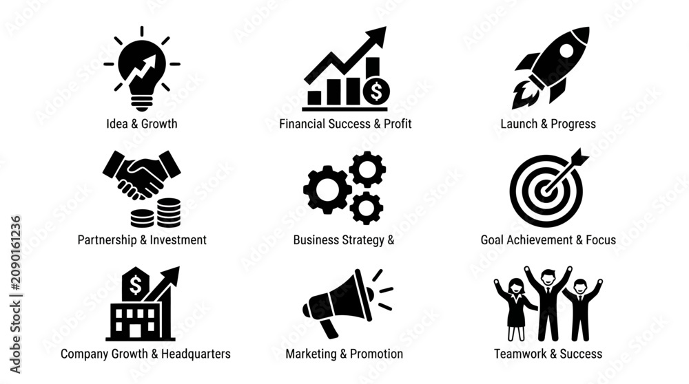 Fototapeta premium Business Growth and Development Icons.