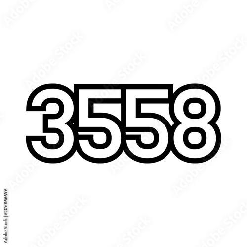 Bold Black Number 3558 on White Background