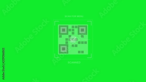 A QR code is presented on a green background, with its targeting frame slightly animated and the text indicating a selection or scanning process is in progress.