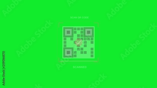 A QR code is centered on a green screen, framed by targeting brackets and displaying the text 'SCAN TO ENTER' to prompt user action.