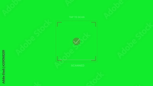 A minimalist green screen interface displaying a projected frame with corner indicators for tracking and alignment purposes.