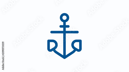 фотографія Minimalist blue line art ship anchor nautical logo.