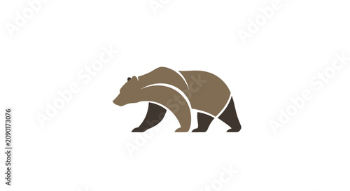 Quadro em tela Minimalist brown grizzly bear walking silhouette logo.