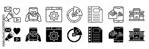 Photos Omnichannel icon set vector illustration concept with icon of social media, mobi