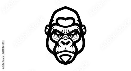 Canvas Print Minimalist gorilla head mascot logo in black white