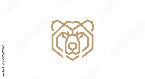 Fotografie Geometric grizzly bear head line logo.