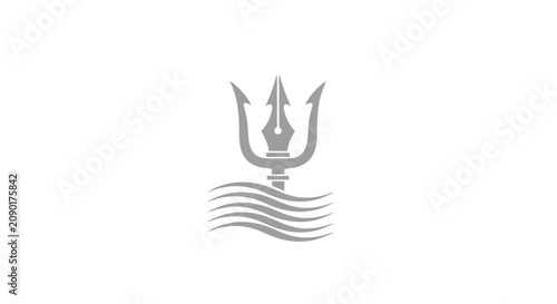 Foto Gray trident nib pen ocean logo.