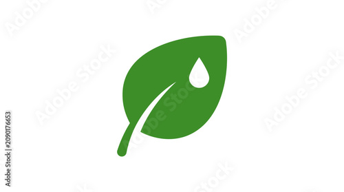 Bild auf Leinwand Leaf icon featuring a singular water droplet represents organic purity, ecological awareness, and the sustainable preservation of our natural environment in a clean, minimalist graphic format