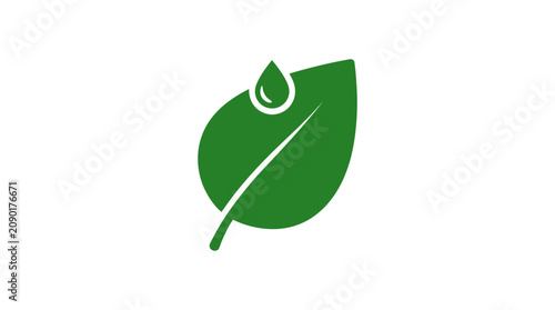 Bild auf Leinwand Leaf icon featuring a singular water droplet represents organic growth and sustainable environmental practices in a simple graphic format for corporate branding projects