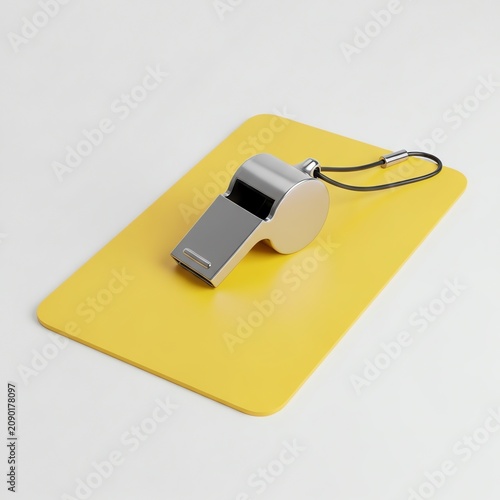 Referee s Whistle and Yellow Card Symbol of Sports Discipline