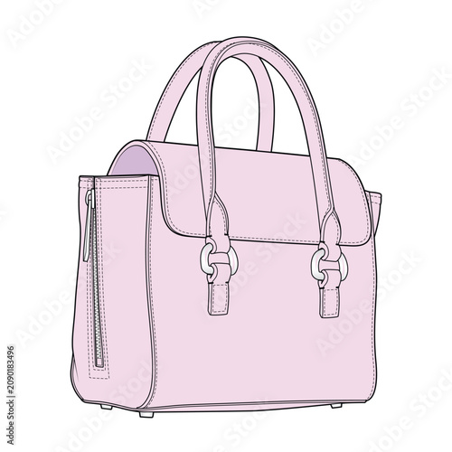 Obraz na plátně Ladylike handbags flat drawing vector design mockup template.