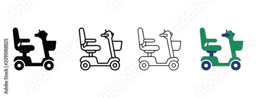 electric mobility scooters for disabled people in various line styles and colors  side view  for graphic design  transport and accessibility solutions