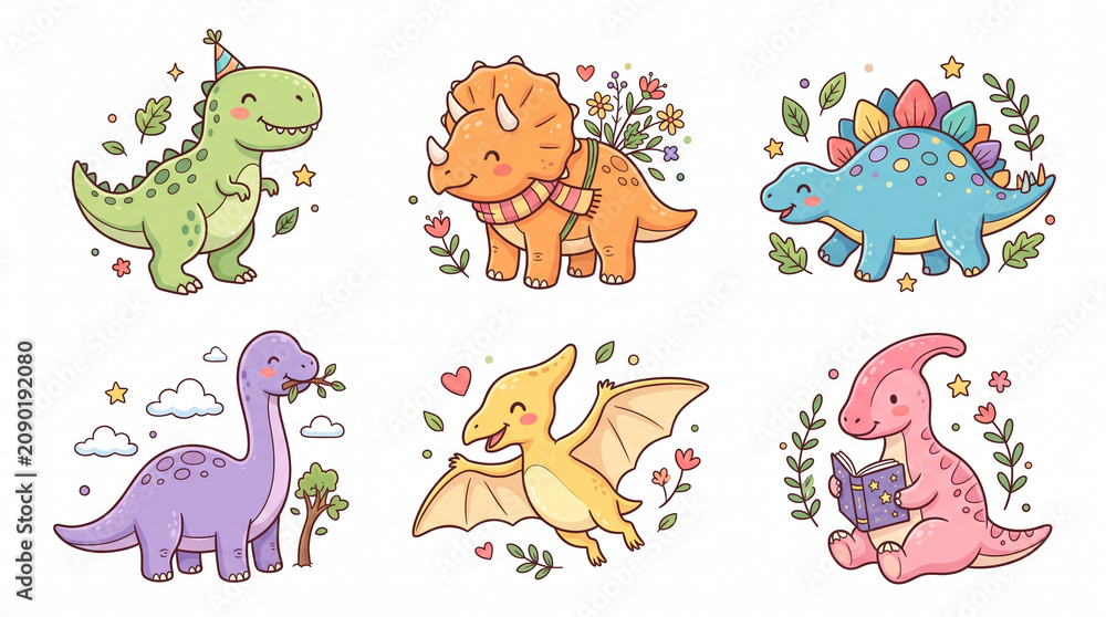 Naklejka premium cute dino illustration drawing