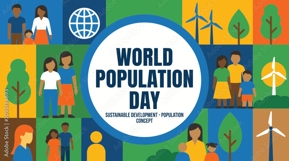 Fototapeta premium World Population Day Sustainable Development Population Concept Poster Concept Artwork