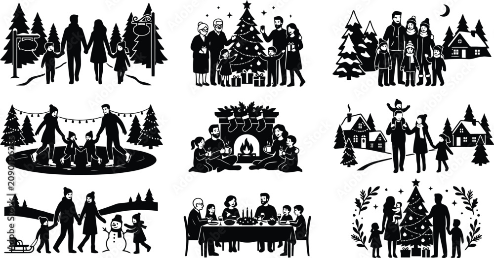 Obraz premium Family celebrating christmas holiday traditions together