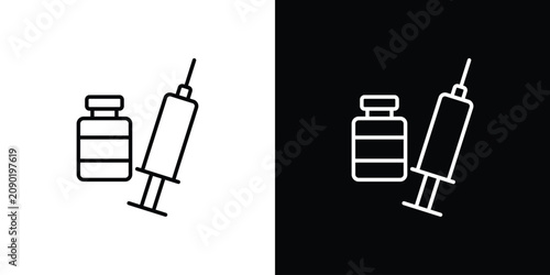 Photos Vaccine vial icon flat pictogram bundle. EPS10