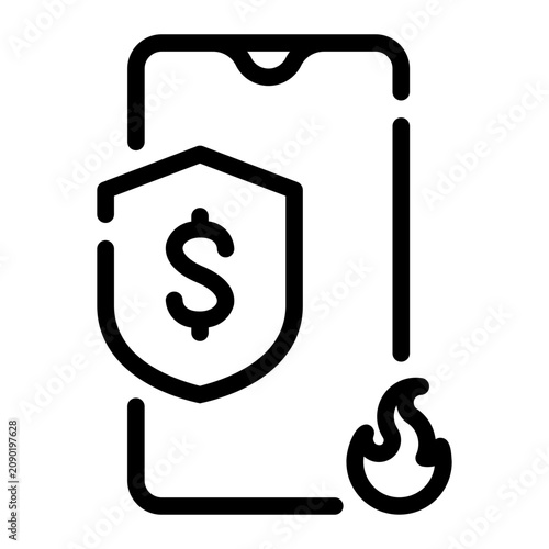 Tableau sur toile fire line icon
