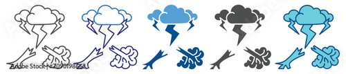 Foto Thunderstorm icon set multiple style collection