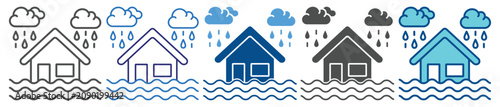 Fotografie Flooding icon set multiple style collection
