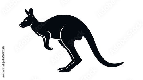 Black silhouette of a kangaroo animal.