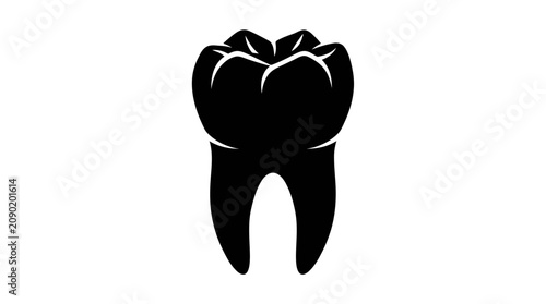 Obraz na płótnie Black silhouette of a molar tooth.