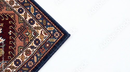 Traditional Persian rug corner on white background  
