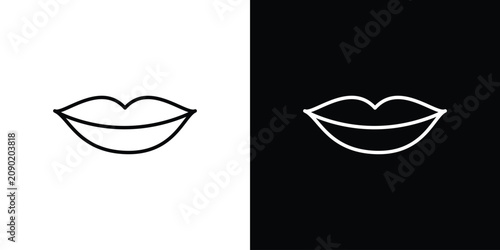 Tableau sur toile Big lips icon editable pictogram bundle
