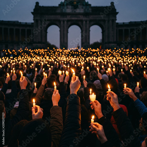 Candlelight Vigil at Monument, People Gather for Remembrance